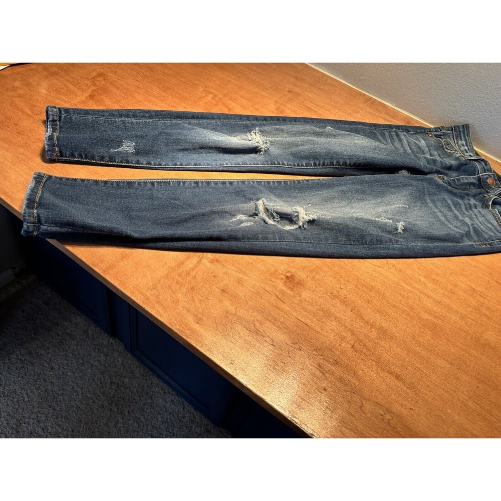 Judy Blue Womens Relaxed Fit Skinny Stretch Jeans Size 7/28 Dark Wash Distressed